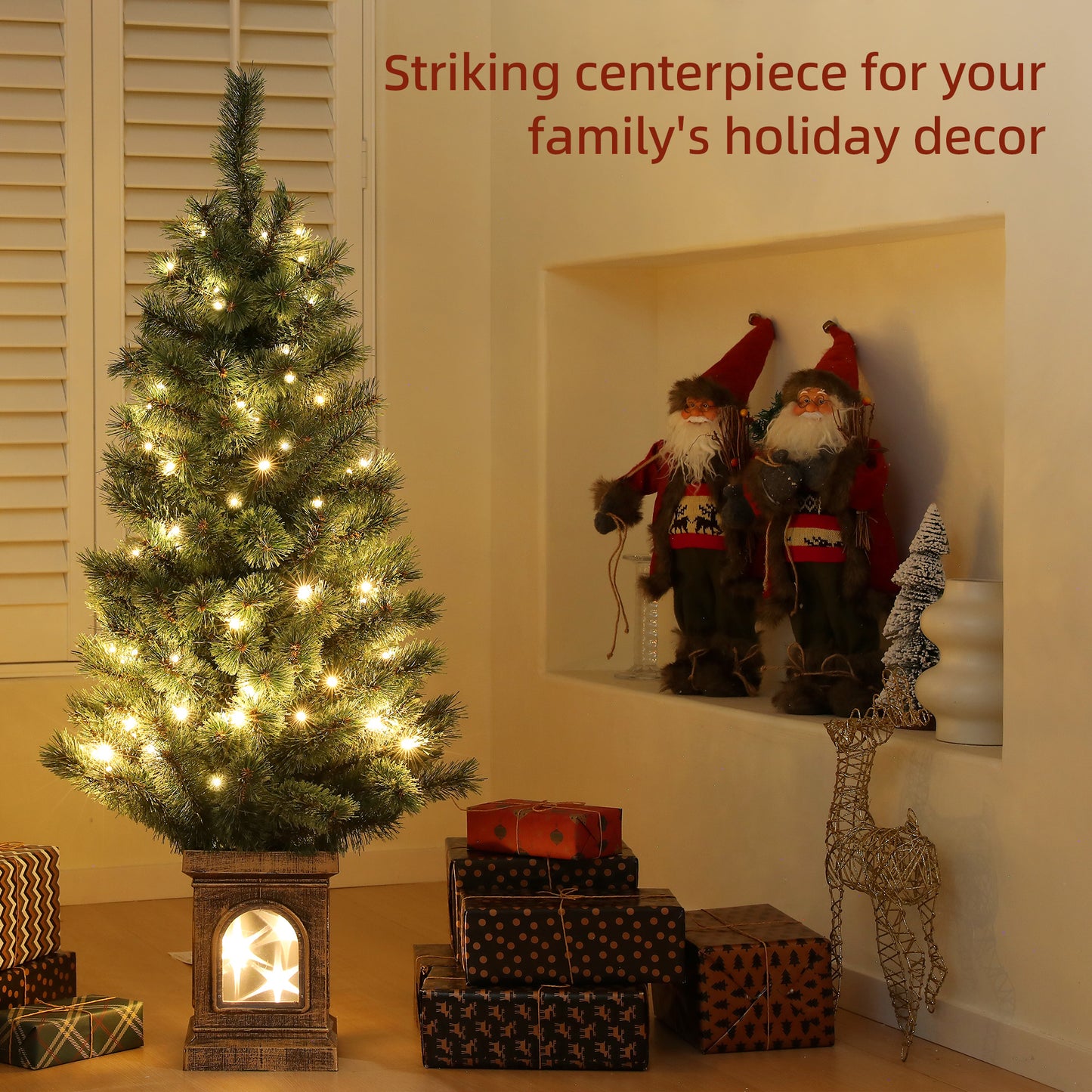 HOMCOM 4ft Artificial Christmas Tree with 80 Warm White LED Lights