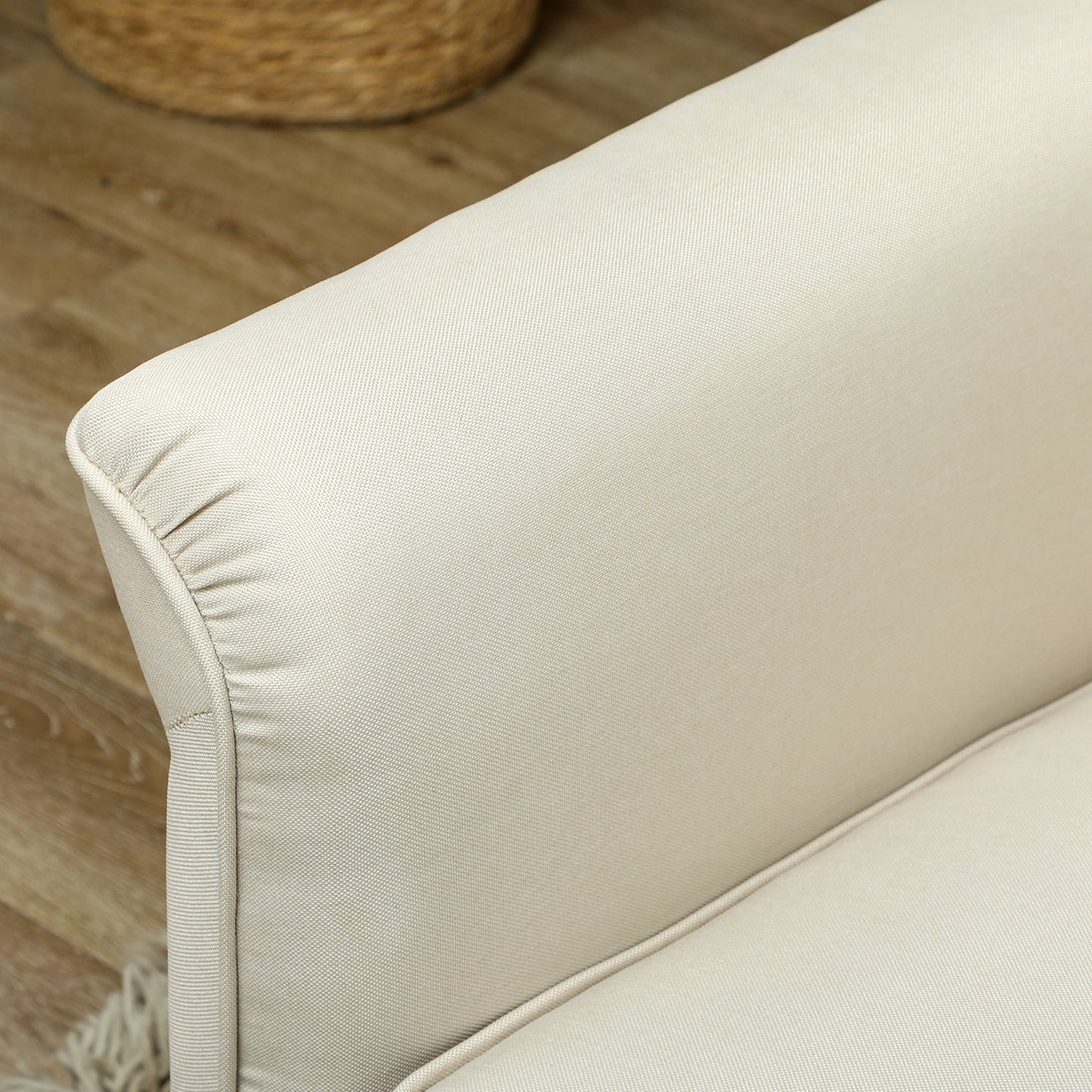 HOMCOM 3 Seater Sofa, Modern Fabric Couch with Spring Cushion, Rubber Wood Legs, 191cm for Living Room, Bedroom, Home Office, Cream White