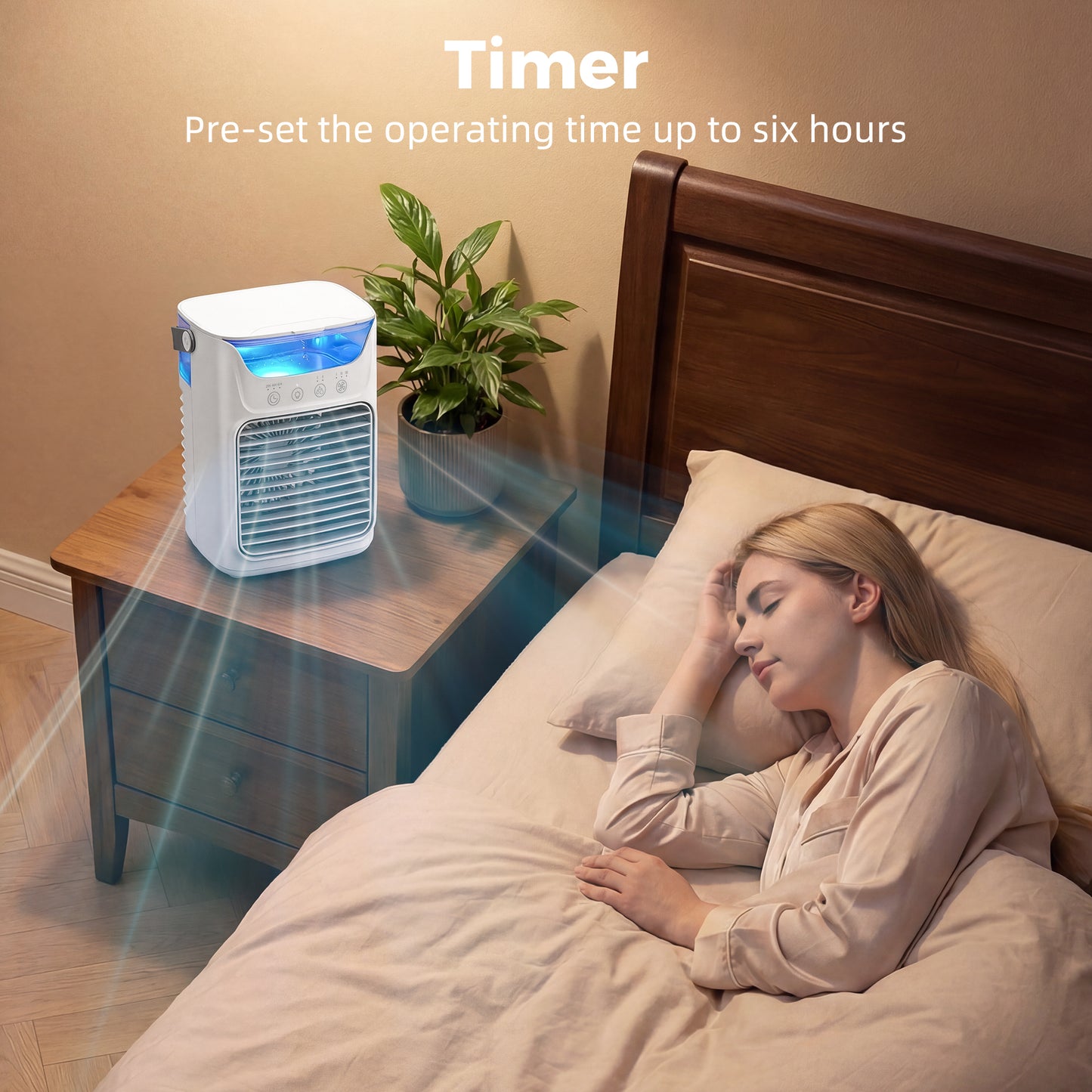 HOMCOM Air Cooler with Adjustable Head, Portable Air Conditioner with 3 Wind Speed, 2 Cool Mist, RGB Light, White