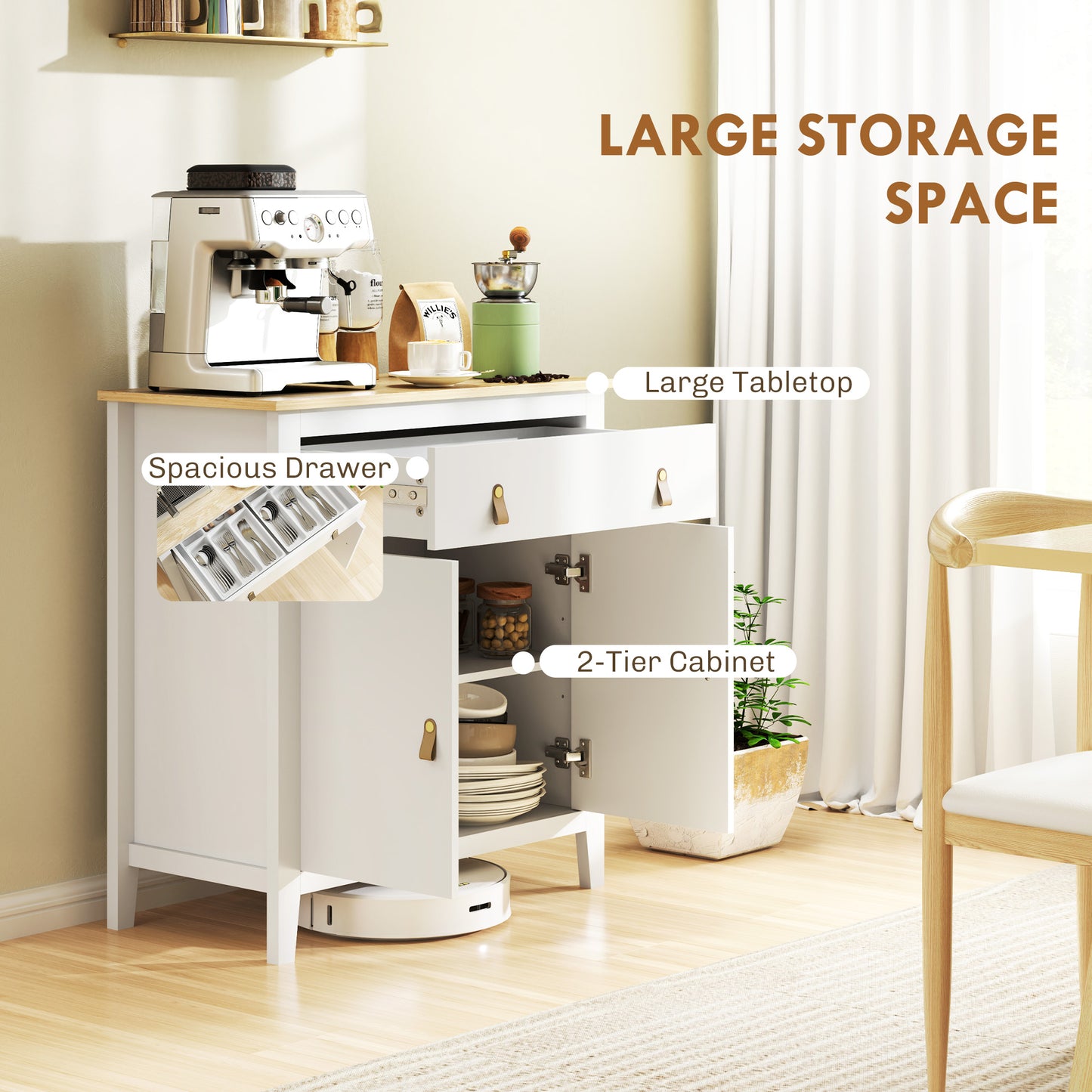 HOMCOM Sideboard for Living Room - White