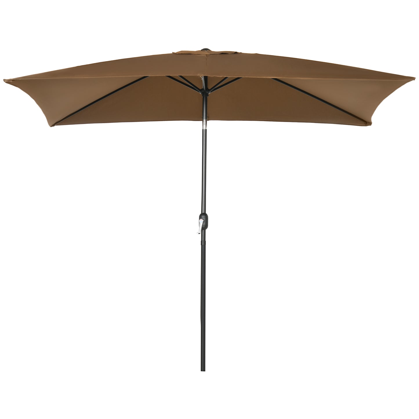 Outsunny 3x2m Garden Parasol Umbrella Outdoor Sun Shade Canopy with Tilt and Crank Aluminium Frame Rectangular Brown