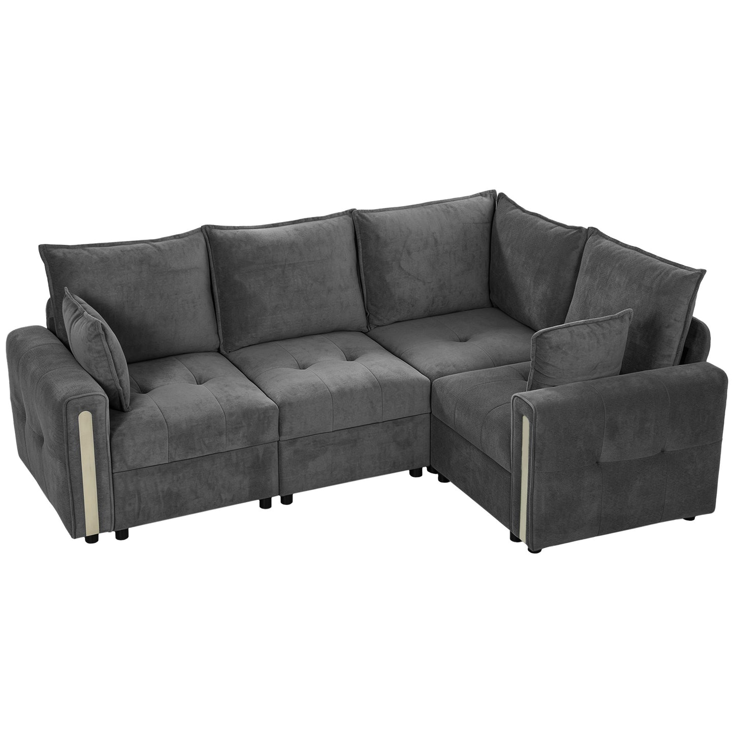 HOMCOM 228cm L Shaped Sofa with Lift-Up Storage, 3-Seater Sectional Sofa with Wide Deep Seat, Dark Grey