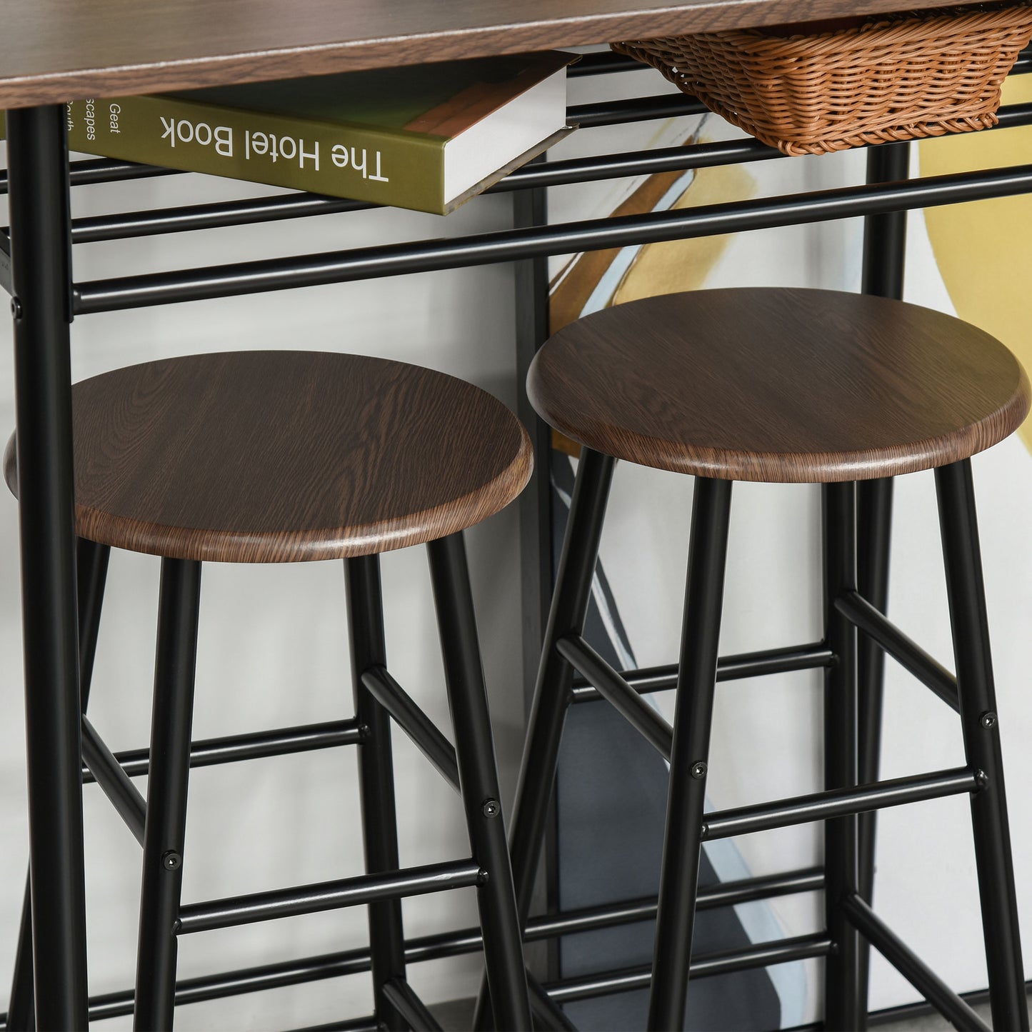 HOMCOM 3-Piece Dining Kitchen Set with 1 Table and 2 Matching Chairs for Home Pub Cafe