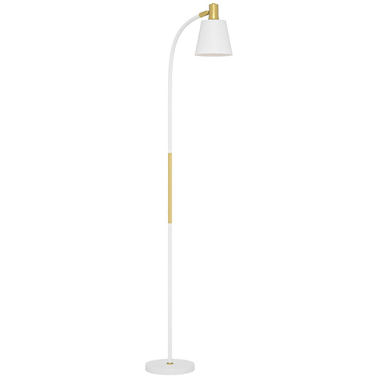 HOMCOM Floor Lamp, Adjustable Spotlight Standing Lamp with Rocker Switch, Indoor Task Lighting for Bedroom/Office, White (Bulb Not Included)