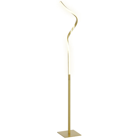 HOMCOM LED Floor Lamp with 3 Adjustable Brightness, Modern Standing Lamp with Foot Switch for Bedroom, Living Room, Gold Tone