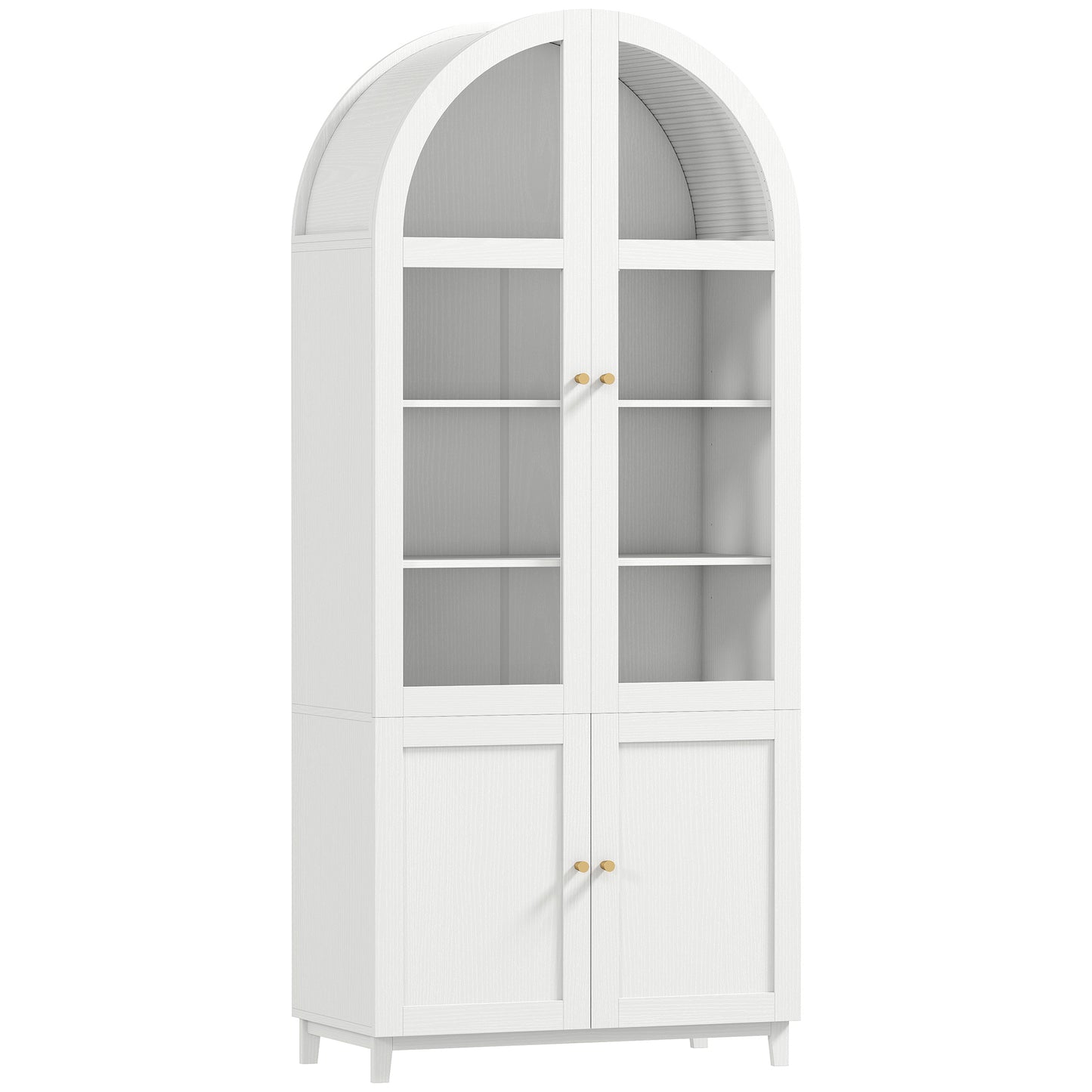 HOMCOM 180cm Tall Kitchen Cupboard, Storage Cabinet with Adjustable Shelves, Acrylic Doors for Living Room, Dining Room, White