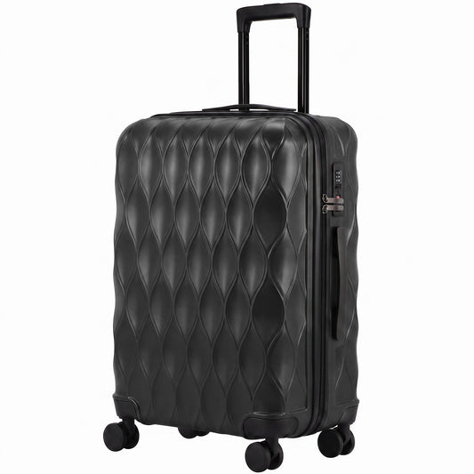 HOMCOM 24Inch Suitcase, ABS Hard Shell Checked Luggage with TSA Lock, Spinner Wheels, Telescopic Handle, Black