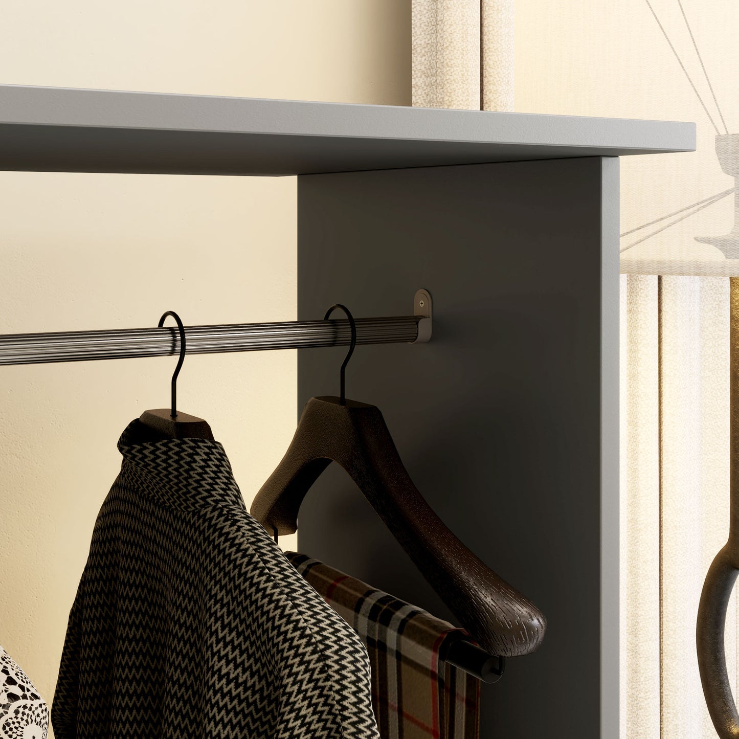 HOMCOM Open Wardrobe on Wheels, Clothes Rails, 3 Shelves, Grey