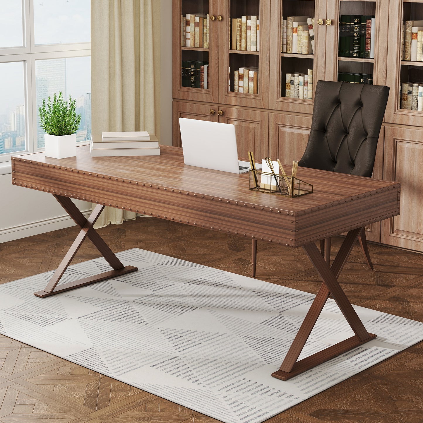 HOMCOM Modern Area Rug, Geometric Pattern, Non-Slip, Washable, Soft Carpet for Living Room, Bedroom, Dining Room, Office, 170x120 cm, Grey