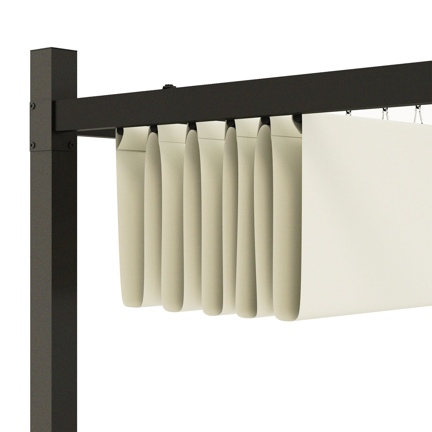 Outsunny 3x3m Garden Pergola with Retractable Roof, Sun Shade Canopy, Cream White