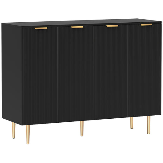 HOMCOM Sideboard Buffet Cabinet, Modern Kitchen Storage Cabinet with 4 Doors and Adjustable Shelves Black