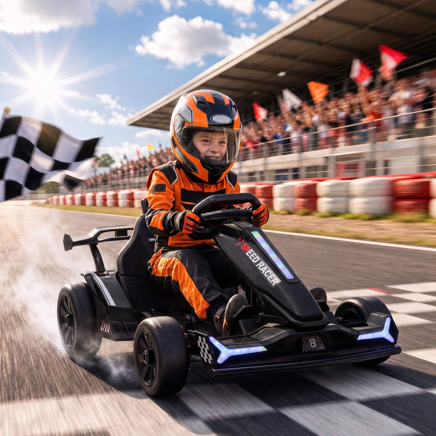 AIYAPLAY 24V Electric Go Kart for Kids 6-12 Years with Drift Mode, Adjustable Seat, 3 Speed, Slow Start, Black