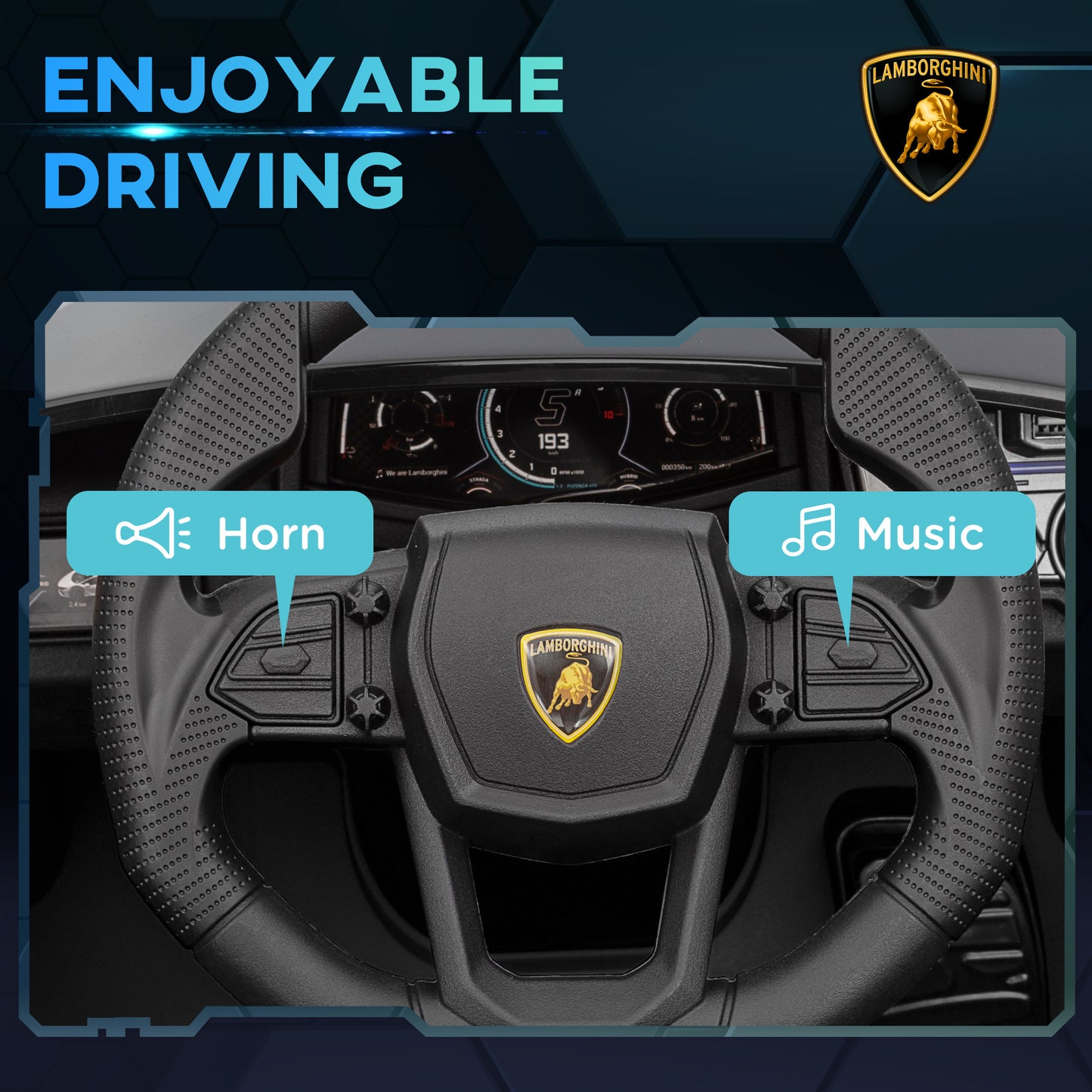 AIYAPLAY Lamborghini Revuelto Licensed 12V Ride on Car w/ Butterfly Doors Training Wheels, Suspension, Remote Control Black