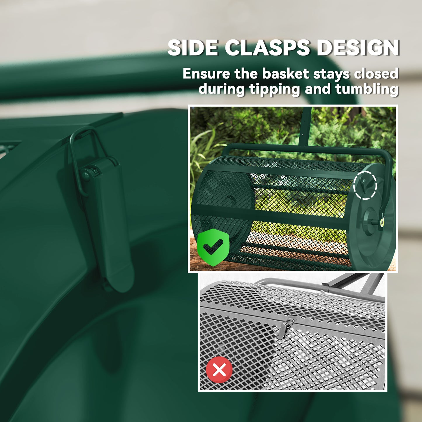 Outsunny Compost Spreader Metal Mesh Basket Green 24"