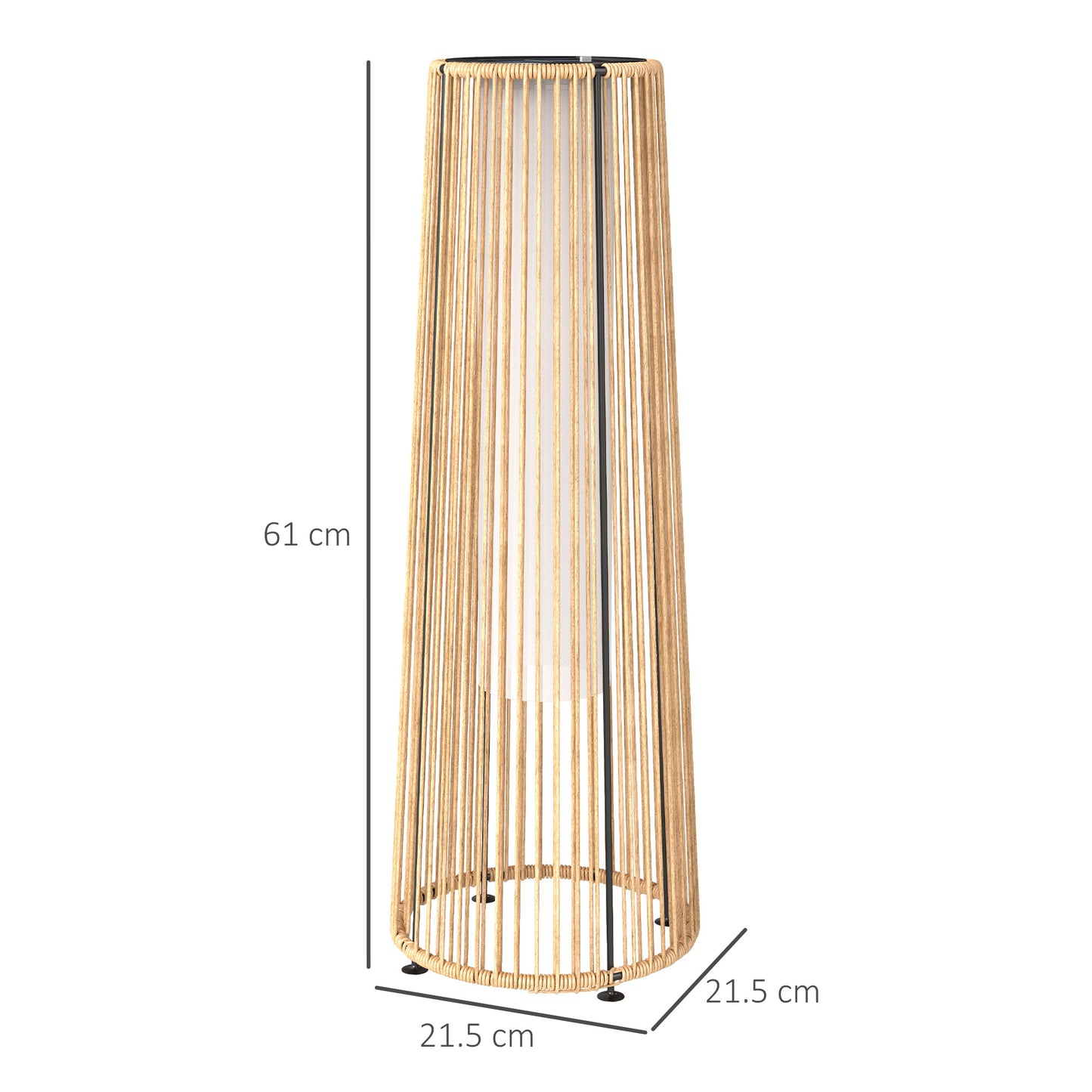 Outsunny Patio Garden Solar Powered Lights Woven Resin Wicker Lantern Auto On/Off