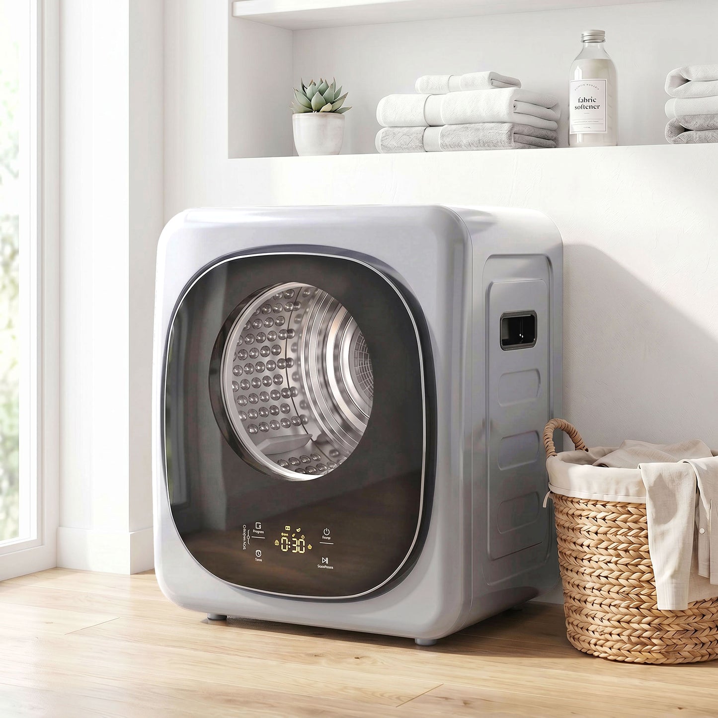 HOMCOM 4kg Vented Tumble Dryer with 5 Drying Mode, 800W Compact Freestanding Front Tumble Dryer, Silver