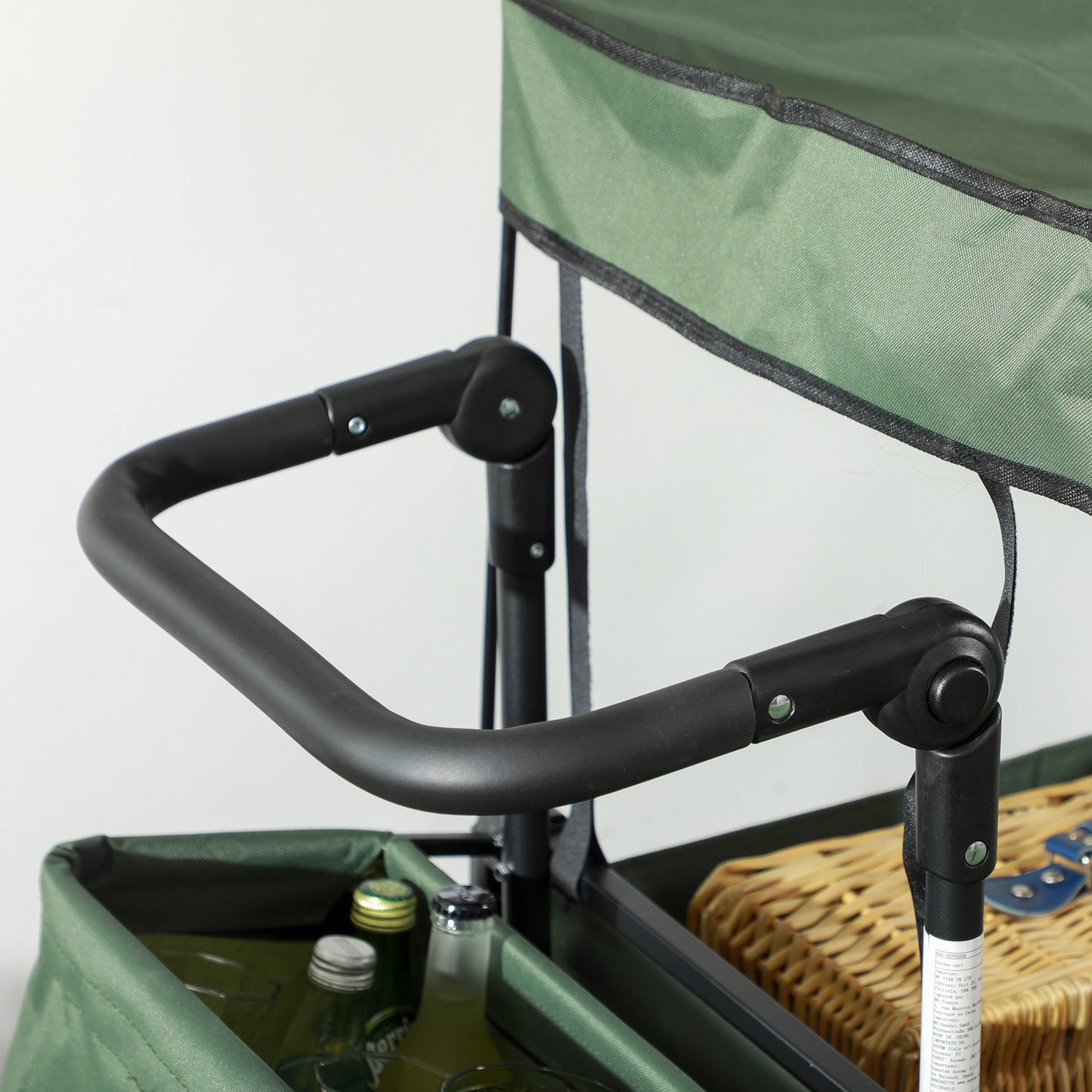 Outsunny Beach Trolley Cart with Canopy and Wheels - Green