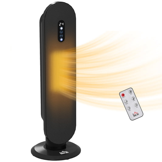 HOMCOM 45° Oscillating Ceramic Space Heater, with Remote - Black