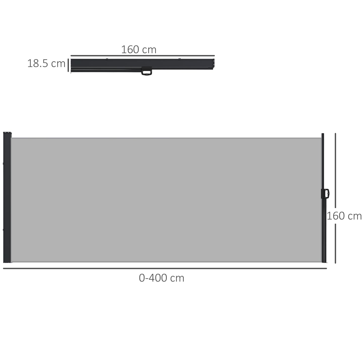 Outsunny 400 x x 160cm Retractable Side Awning - Light Grey