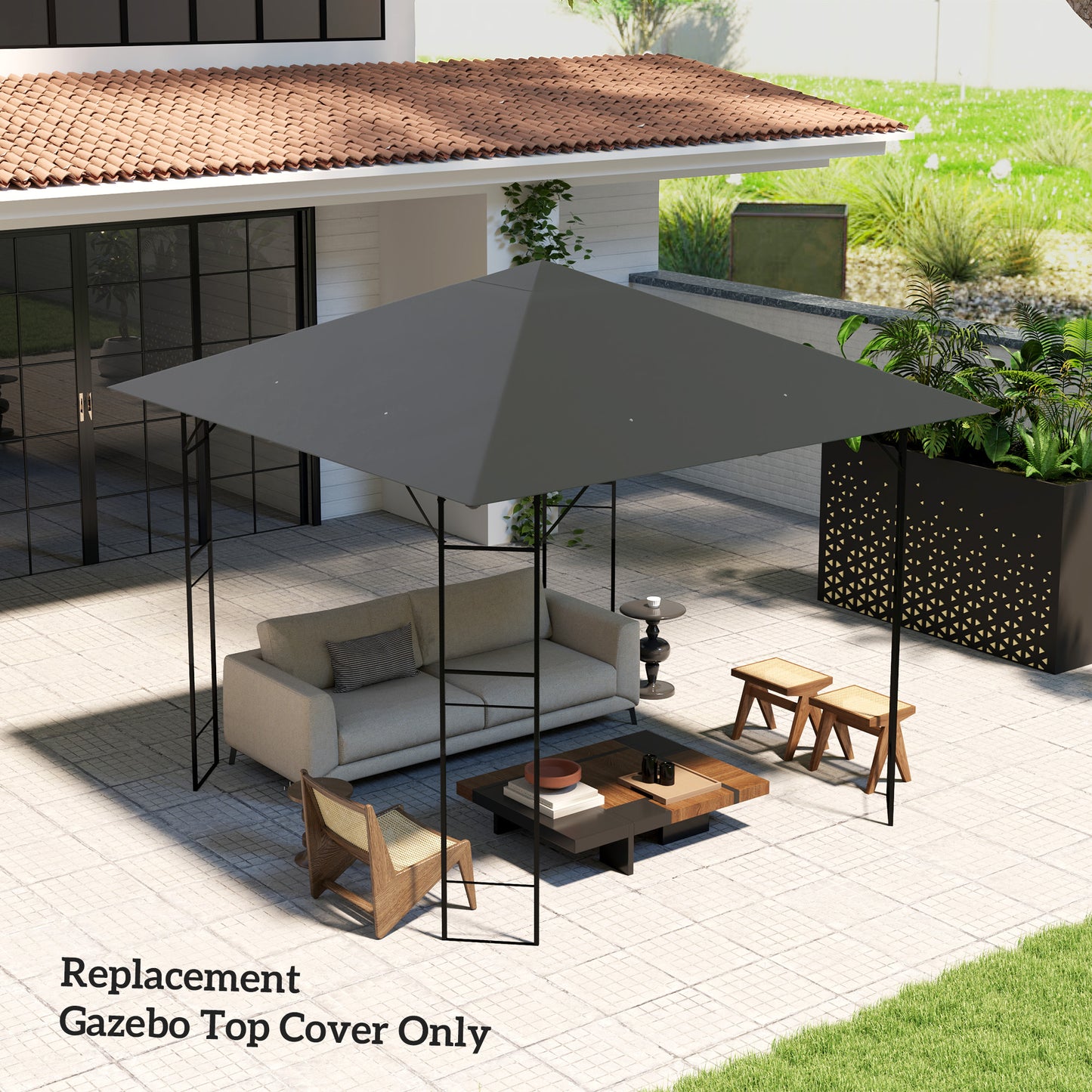 Outsunny 3 x 3(m) Gazebo Canopy Replacement Cover TOP COVER ONLY, Grey