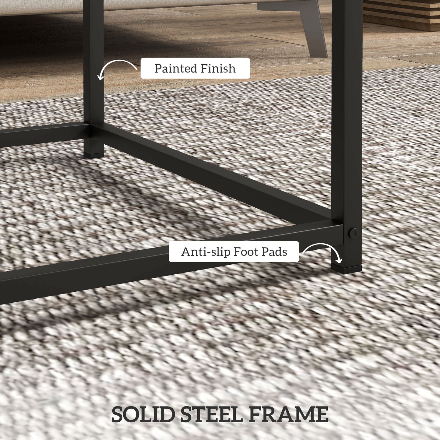 HOMCOM Coffee Table Set of 2, Nest of Tables with 3.5cm Thick Tabletop, Grey