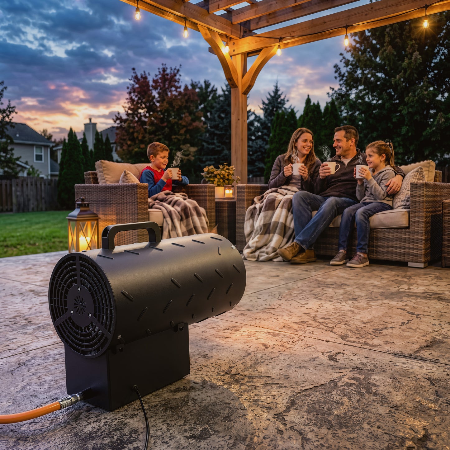 Outsunny 15 kW/51000 BTU Industrial Propane Space Heater, Portable Forced Air Gas Fan Patio Heater w/ Overheat Protection, Black