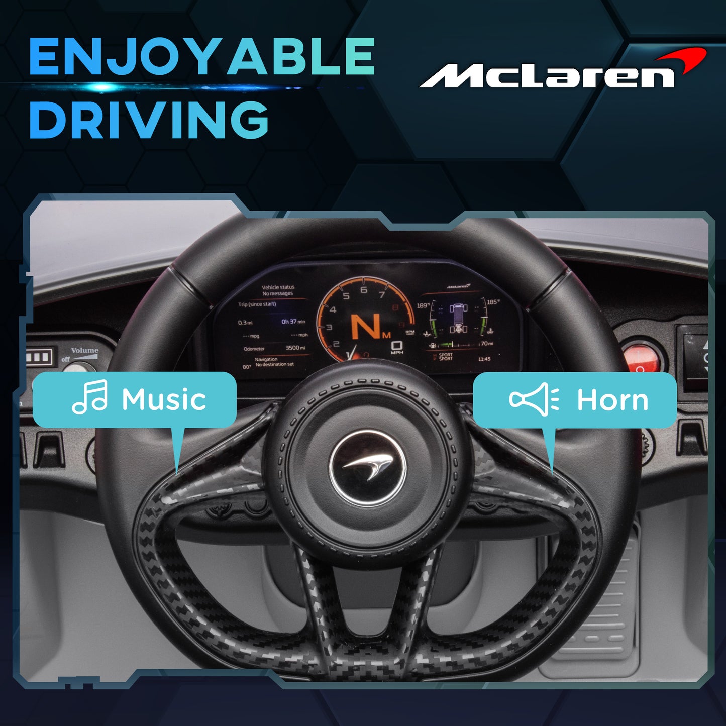 AIYAPLAY McLaren 765LT Licensed 12V Kids Electric Ride on Car with Butterfly Doors Remote Control Training Wheels Grey