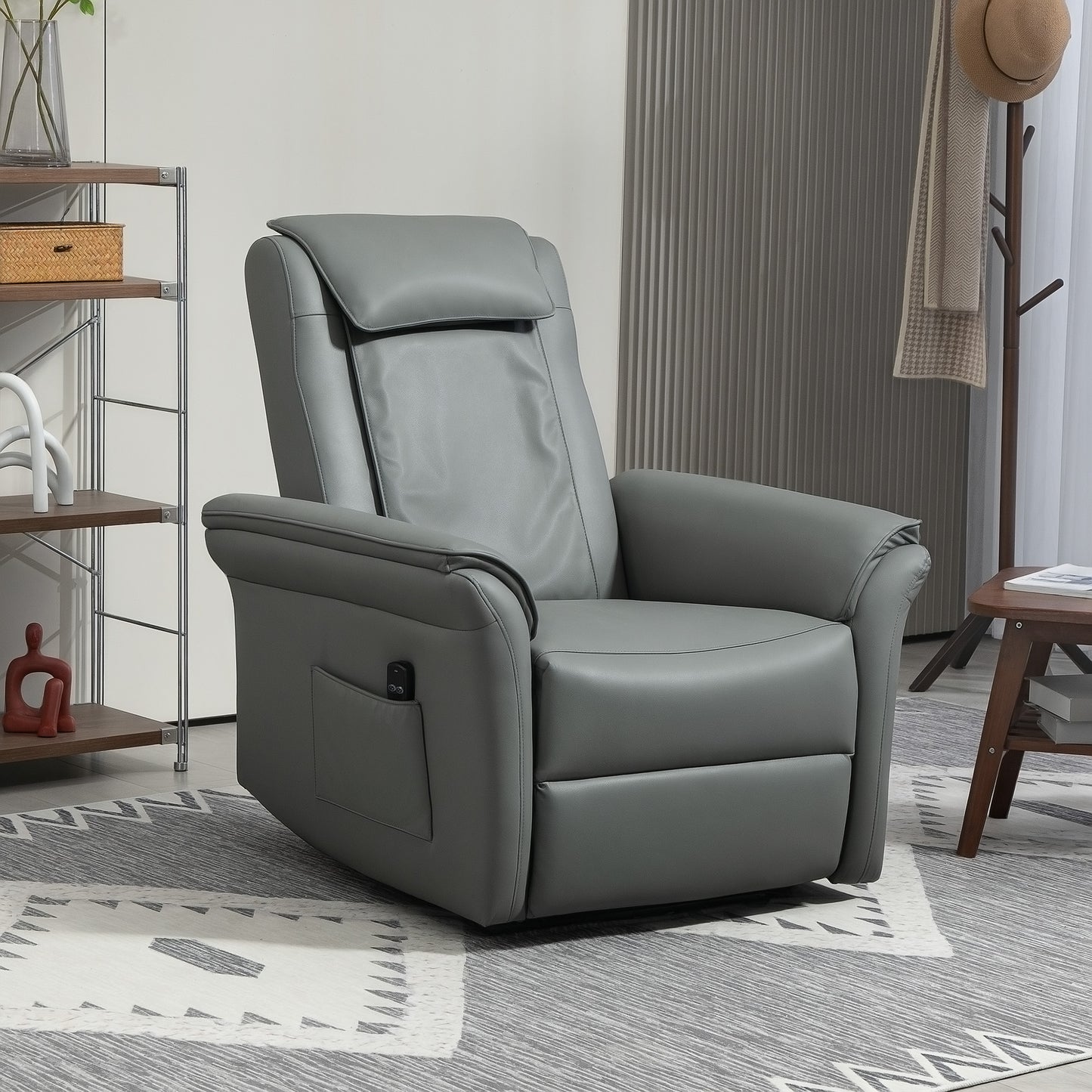 HOMCOM 3D Kneading Massage Recliner Chair, Electric Recliner, USB Port, Grey