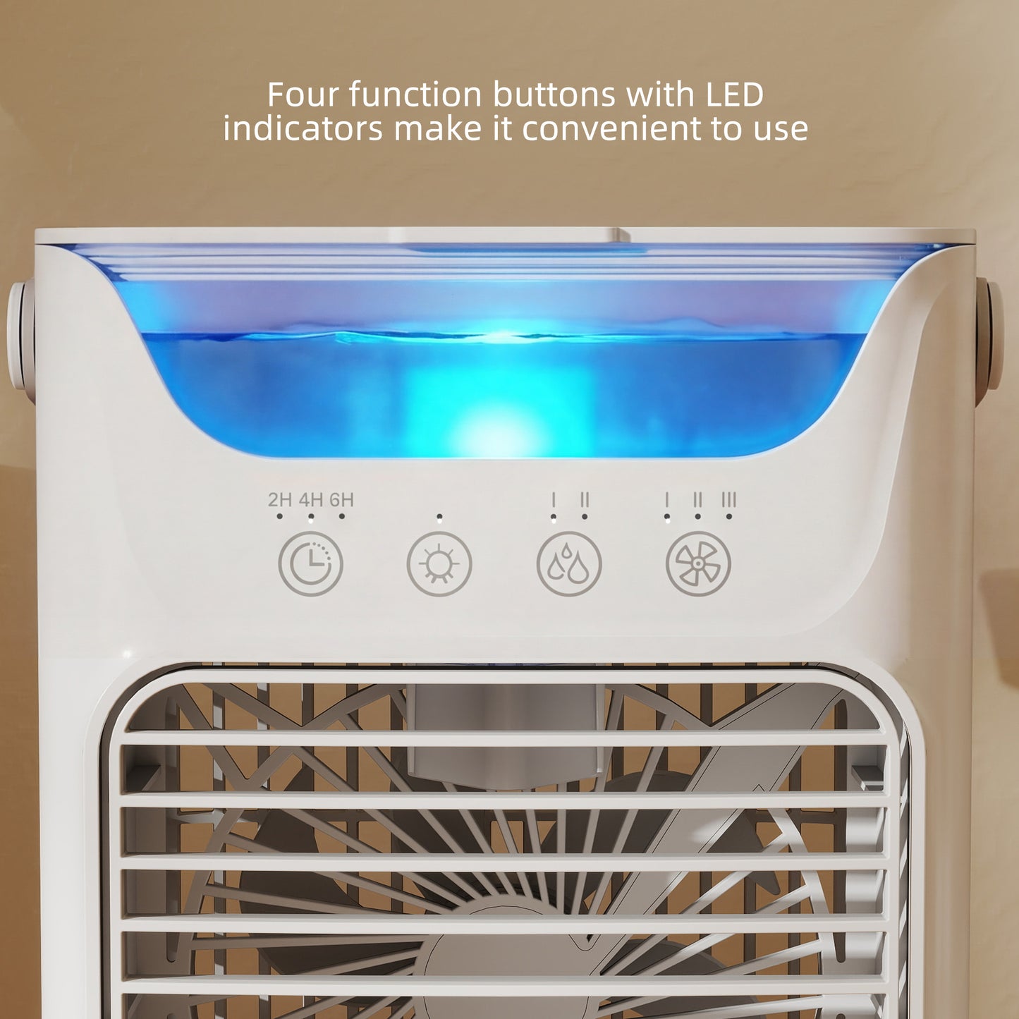 HOMCOM Air Cooler with Adjustable Head, Portable Air Conditioner with 3 Wind Speed, 2 Cool Mist, RGB Light, Grey