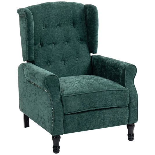HOMCOM 150° Reclining Vintage Armchair, with footrest - Dark Green