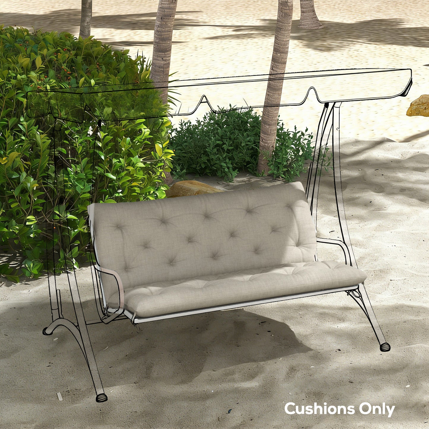 Outsunny Garden Bench Cushion, 2 Seater Swing Chair Cushion, Seat Pad for Indoor and Outdoor Use, 110 x 120 cm