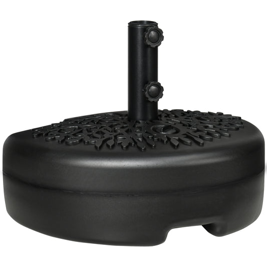 Outsunny Half Round Umbrella Base, 18kg Water/21kg Sand, Fits 3.8cm/4.8cm Pole, Black for Deck/Garden