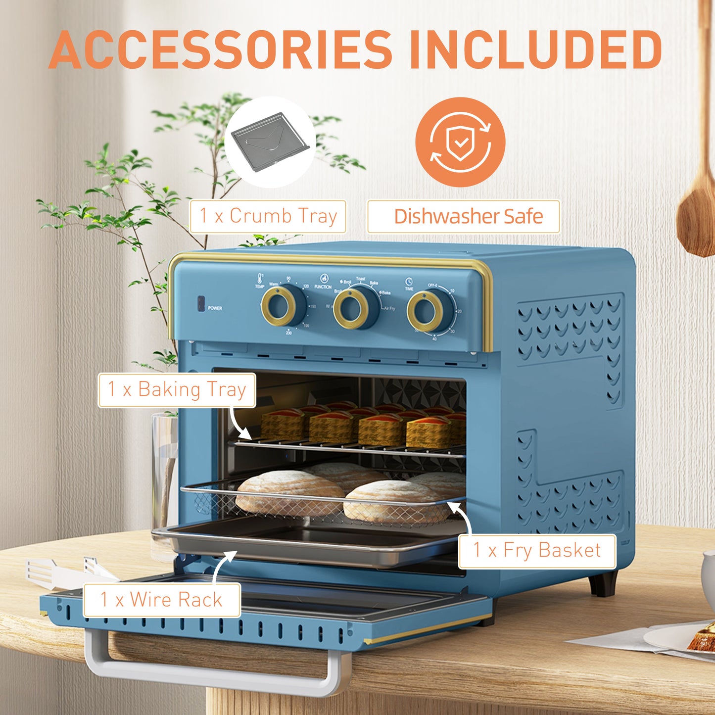 HOMCOM 20L 90-230°C Mini Electric Oven - Blue