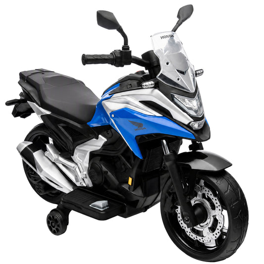AIYAPLAY Licensed Honda 12V Kids Electric Motorbike with Training Wheels, Soft Start, Headlights, Music for 3-6 Years, Blue