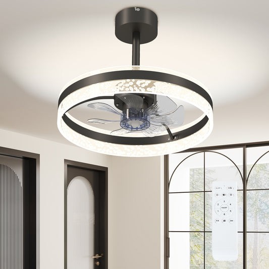 HOMCOM Ceiling Fan with LED Light and Remote - Black