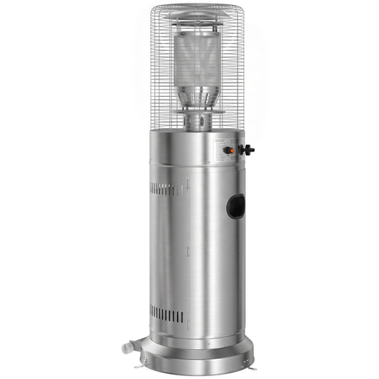 Outsunny Gas Patio Heater, 13 kW Stainless Steel Portable Propane Outdoor Heater with Pulse Ignition, Tip-over Protection, Silver