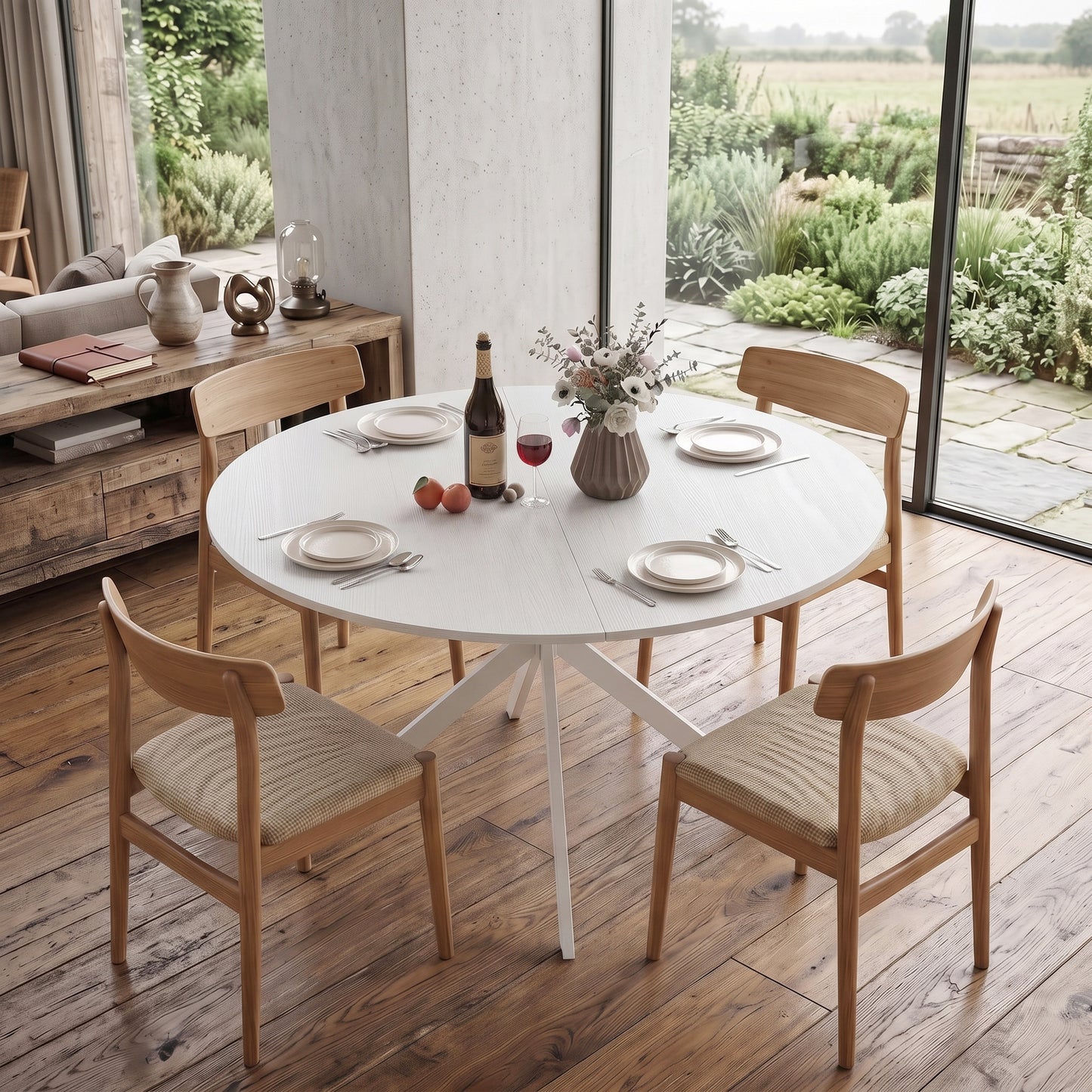 HOMCOM Dining Table for 4, 120 cm Industrial Kitchen Table with Wood Effect Tabletop and Steel Legs, White