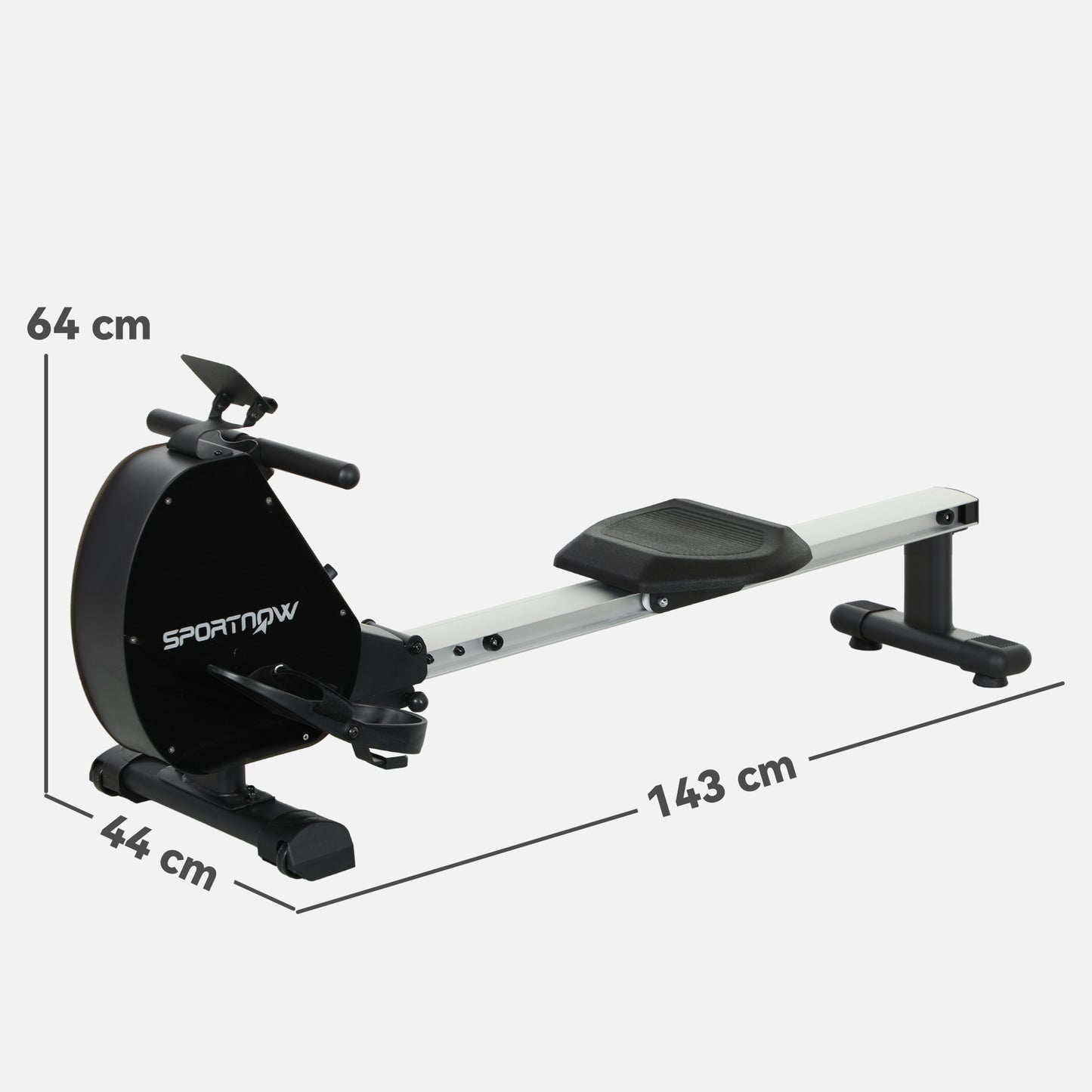 SPORTNOW Folding Rowing Machine, 16-Level Magnetic Rower Machine with Dual Aluminium Slid Rail