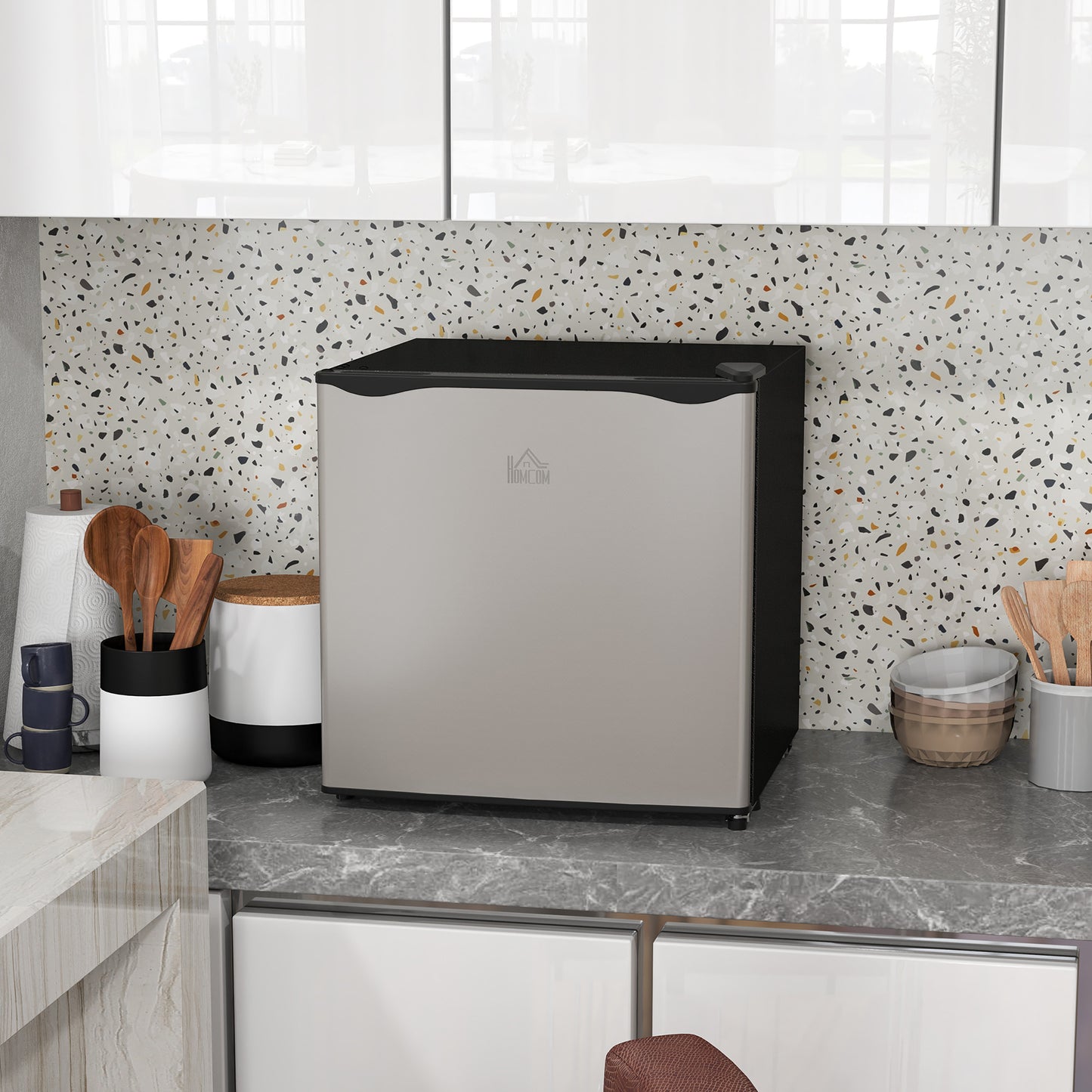 HOMCOM 35L Mini Freezer, -24°C to -14°C Temperature - Silver Tone