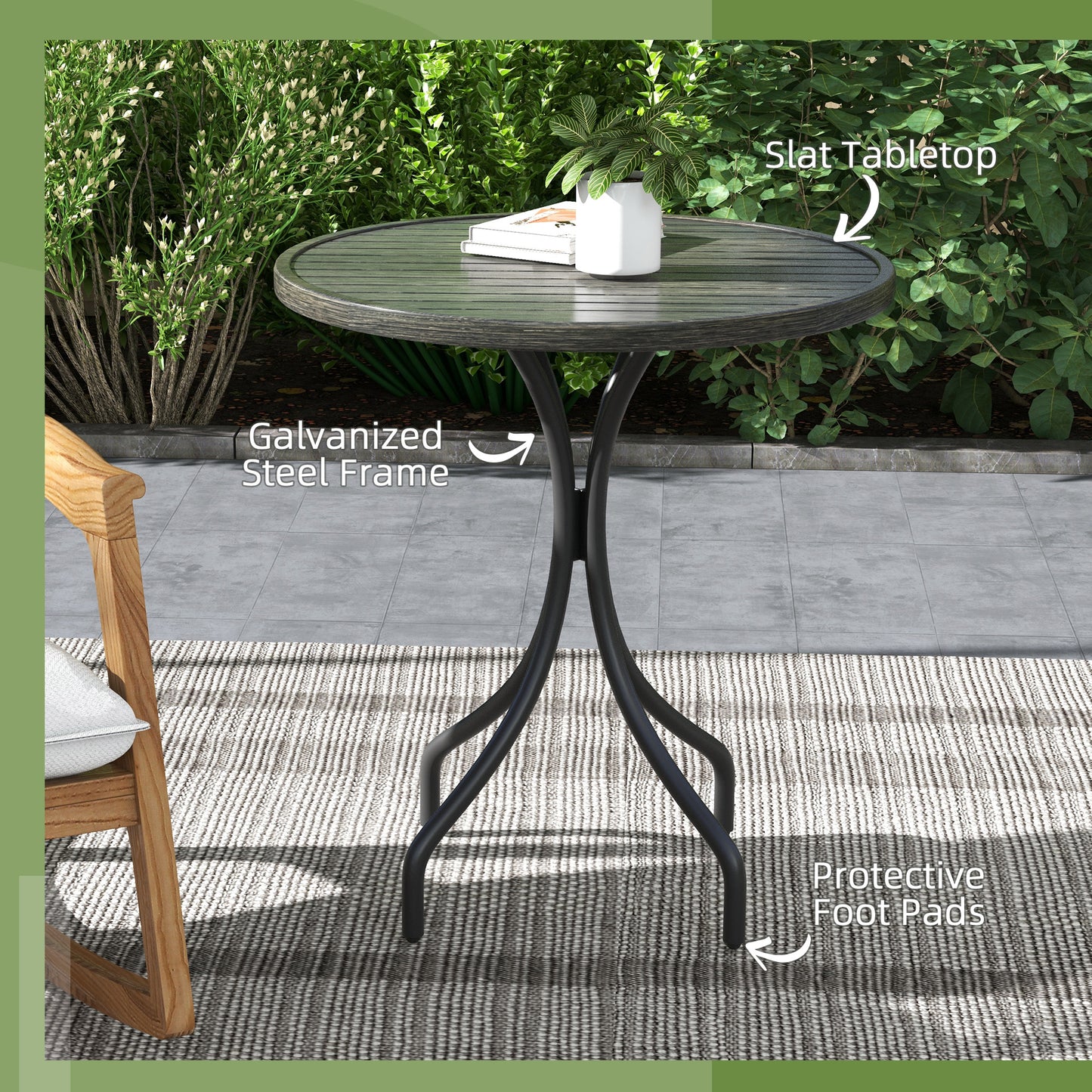 Outsunny Ø66cm Galvanised Steel Garden Table - Grey