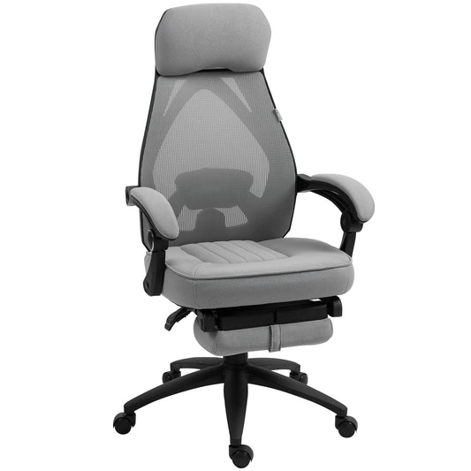 Vinsetto Office Chair with Footrest, High Back Swivel Desk Chair with Adjustable Height and Headrest for Home Office, Dark Grey