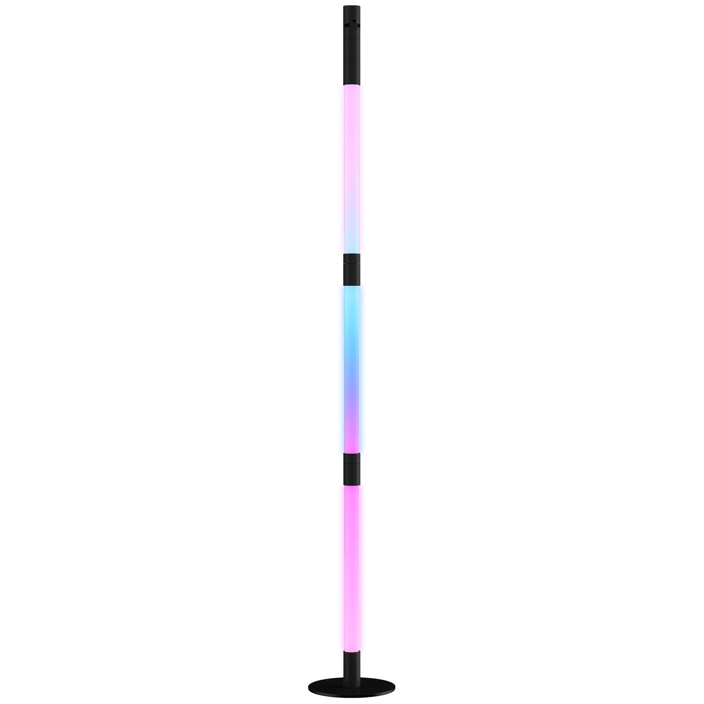 HOMCOM LED Floor Lamp with Reading Light, 360° RGB Corner Floor Lamp with App & Remote Control Dark Grey