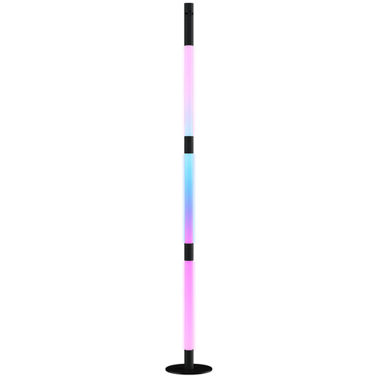 HOMCOM LED Floor Lamp with Reading Light, 360° RGB Corner Floor Lamp with App & Remote Control Dark Grey