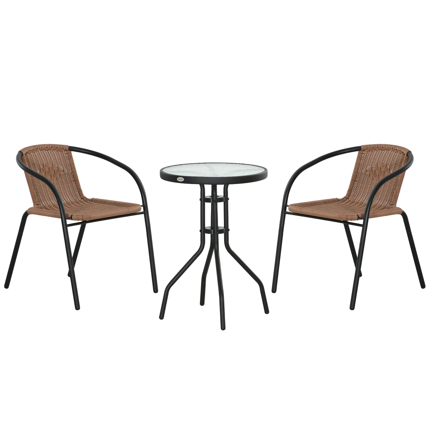 Outsunny 3 Pieces Rattan Bistro Set - Brown