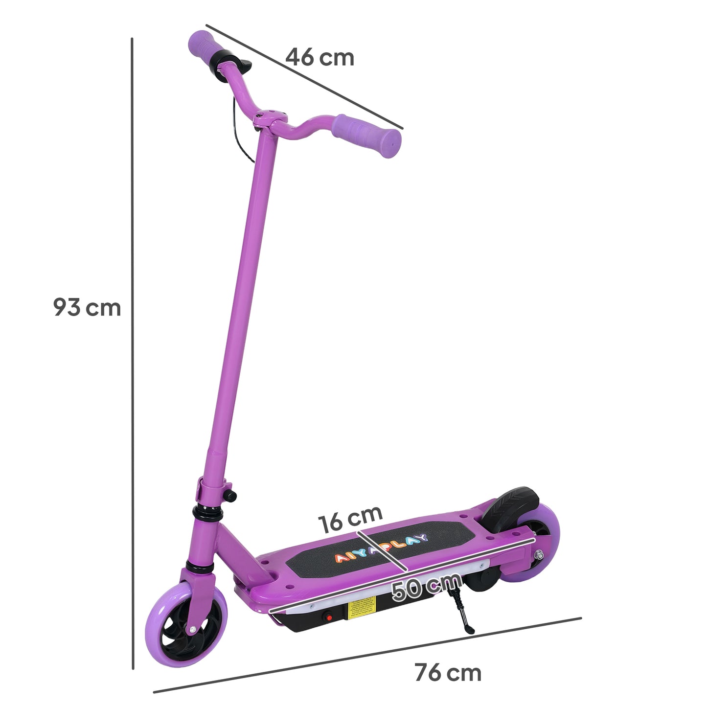 AIYAPLAY Electric Scooter for Kids Ages 6-14, with Colourful Light and Electric Brake, Kids Electric Scooter E Scooter, Up to 10 KM/H & 8 KM, Purple