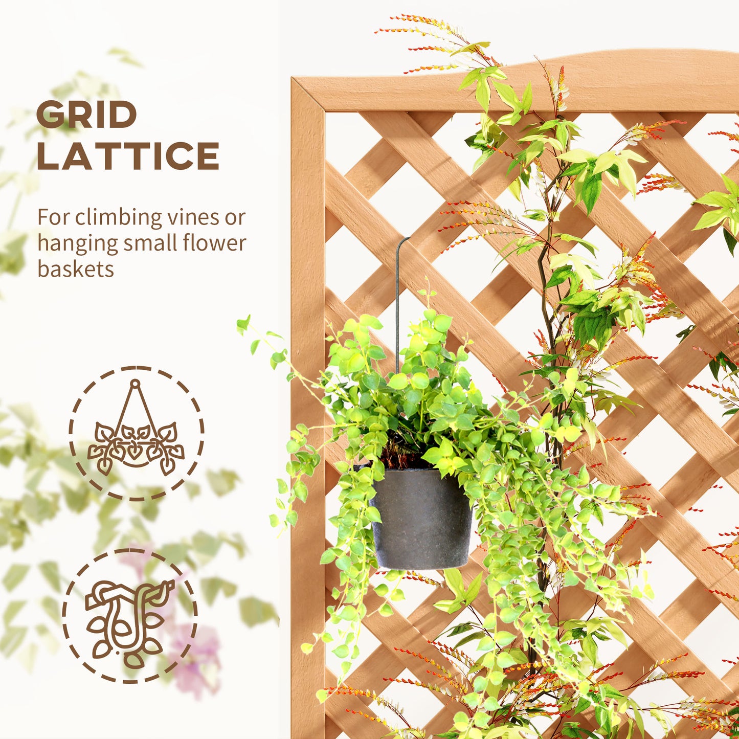 Outsunny Wooden Planter Box with Trellis, 76x36x170cm, Brown
