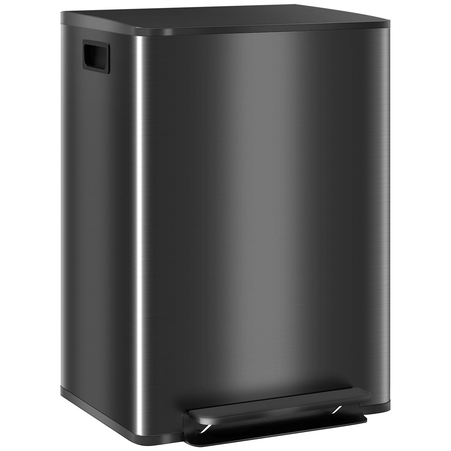 HOMCOM 2x30L Dual Kitchen Bin, Stainless Steel, Soft-Close, Removable Buckets, Black
