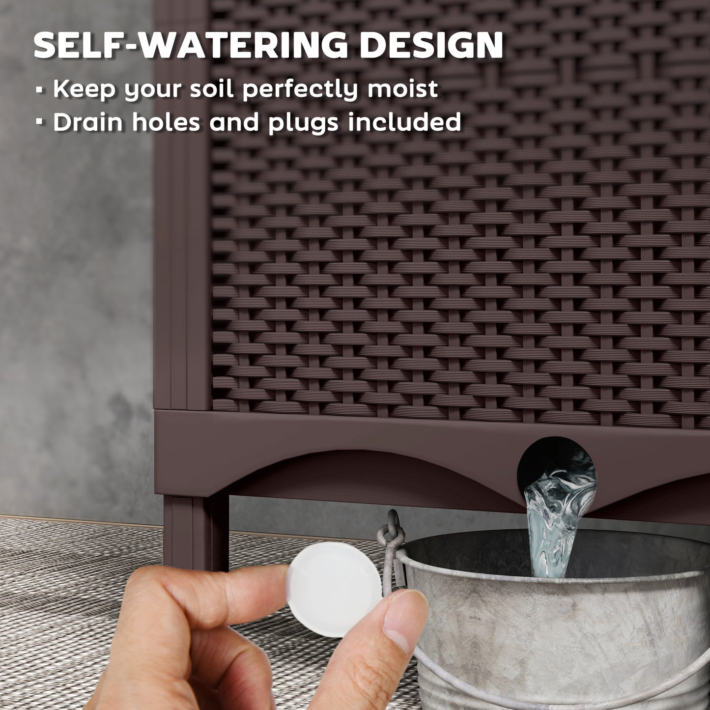 Outsunny Raised Garden Bed with Trellis, Plastic Planter Box with Drainage for Plants, 120 x 40 x 140 cm