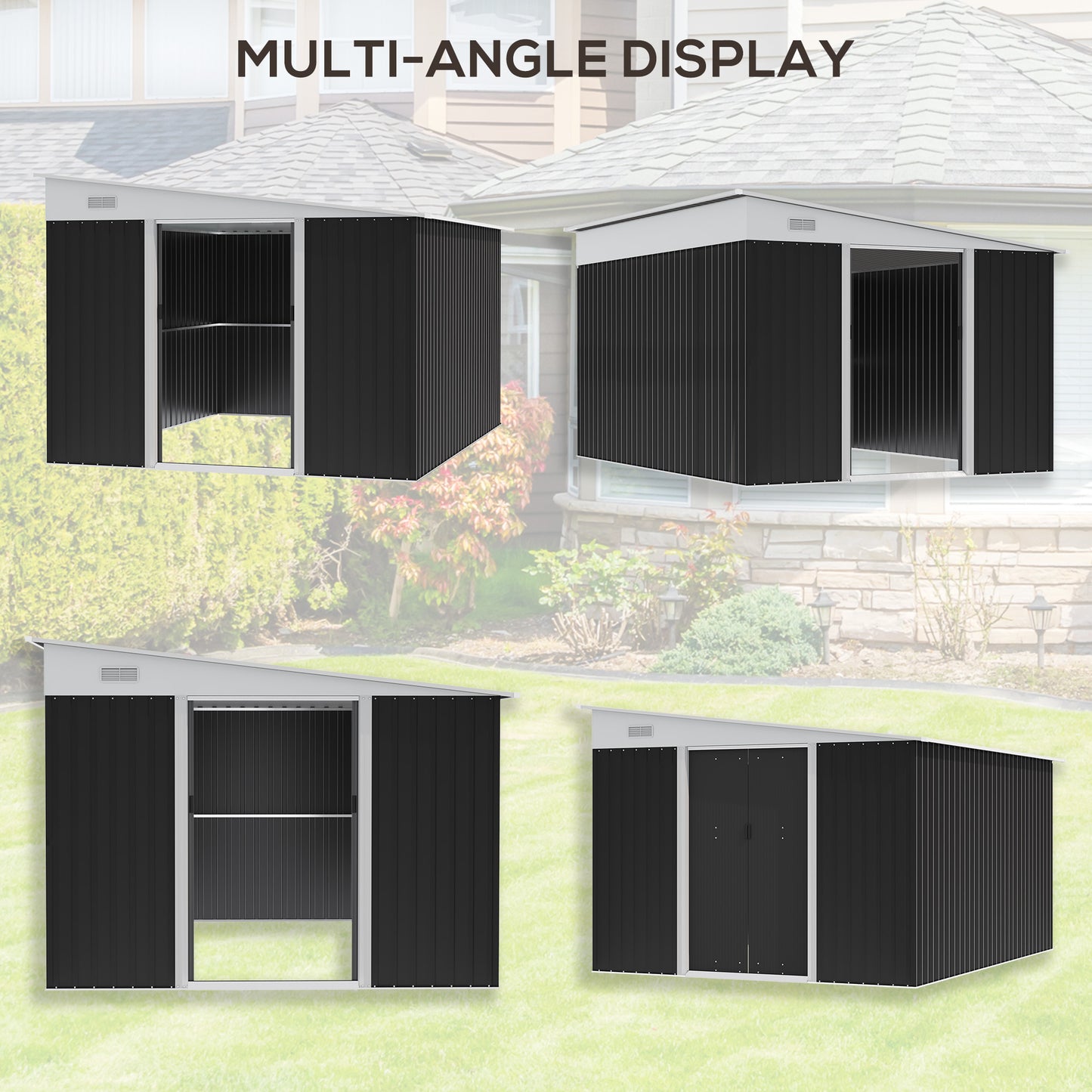 Outsunny Outdoor Garden Metal Storage Shed - Black