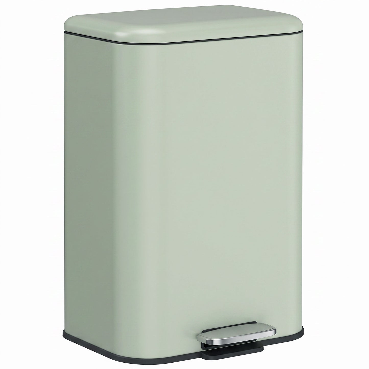 HOMCOM 20 L Kitchen Pedal Bin, Metal Rubbish Bin with Removable Inner Bucket, Soft-Close & Stay-Open Lid, Light Green